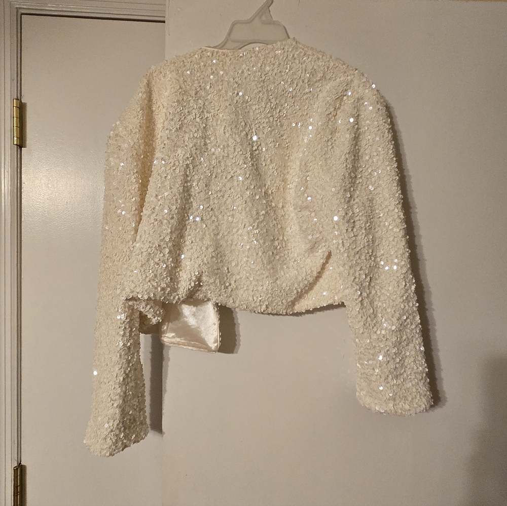 H&M Elegant Cream Sequin Jacket - Picture 2 of 3